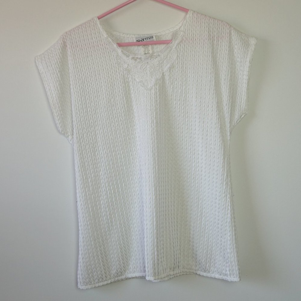 Apparenza White Top Short Sleeve Size Small